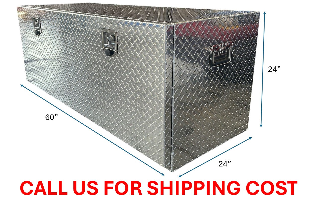 DIAMOND PLATE TOOLBOX WITH DROP DOWN DOOR 24" x 24" x 60"